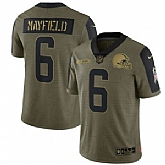 Nike Cleveland Browns 6 Baker Mayfield 2021 Olive Salute To Service Limited Jersey Dyin,baseball caps,new era cap wholesale,wholesale hats